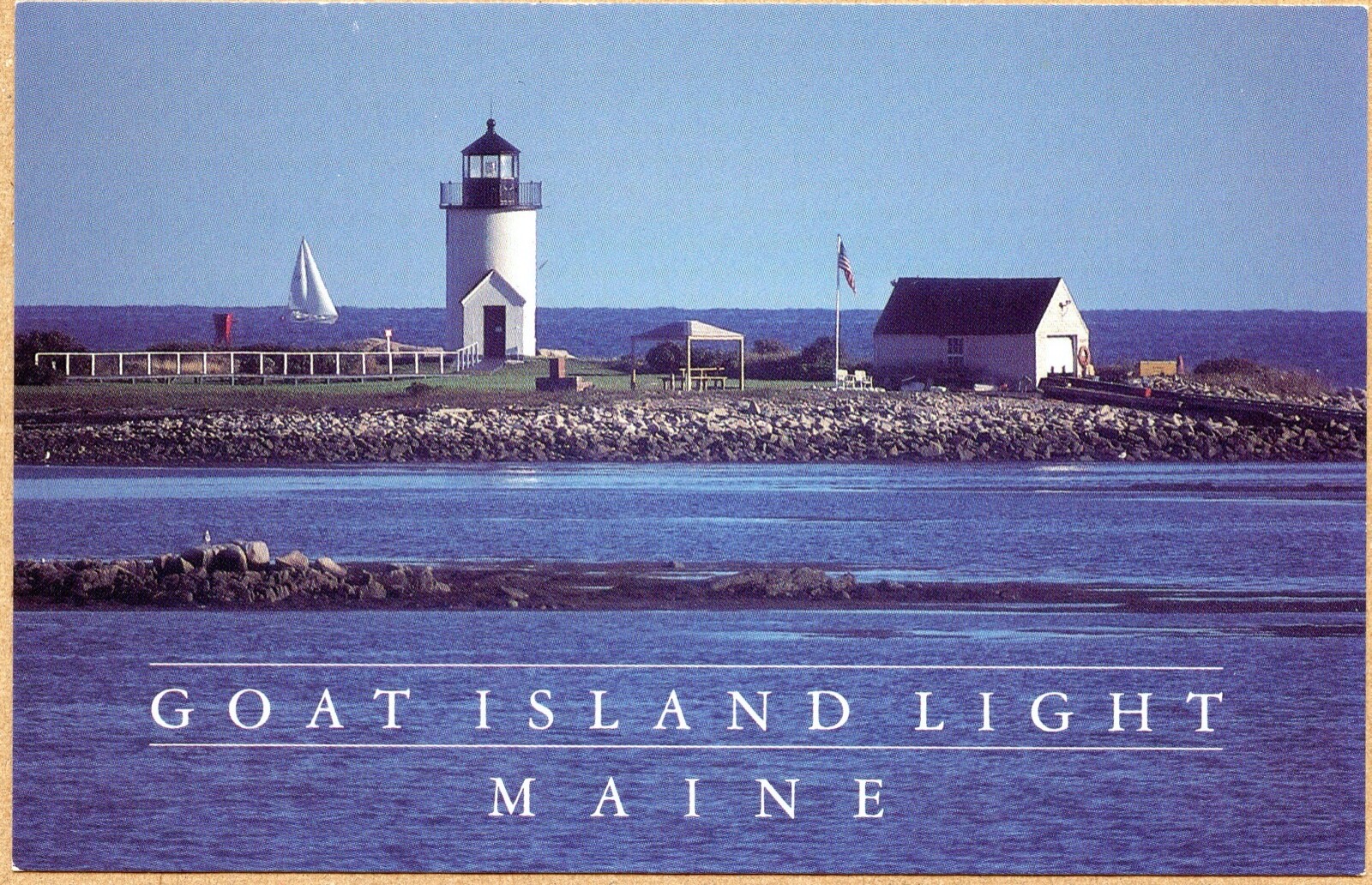 Cape Porpoise ME Goat Island Light Lighthouse Maine Postcard
