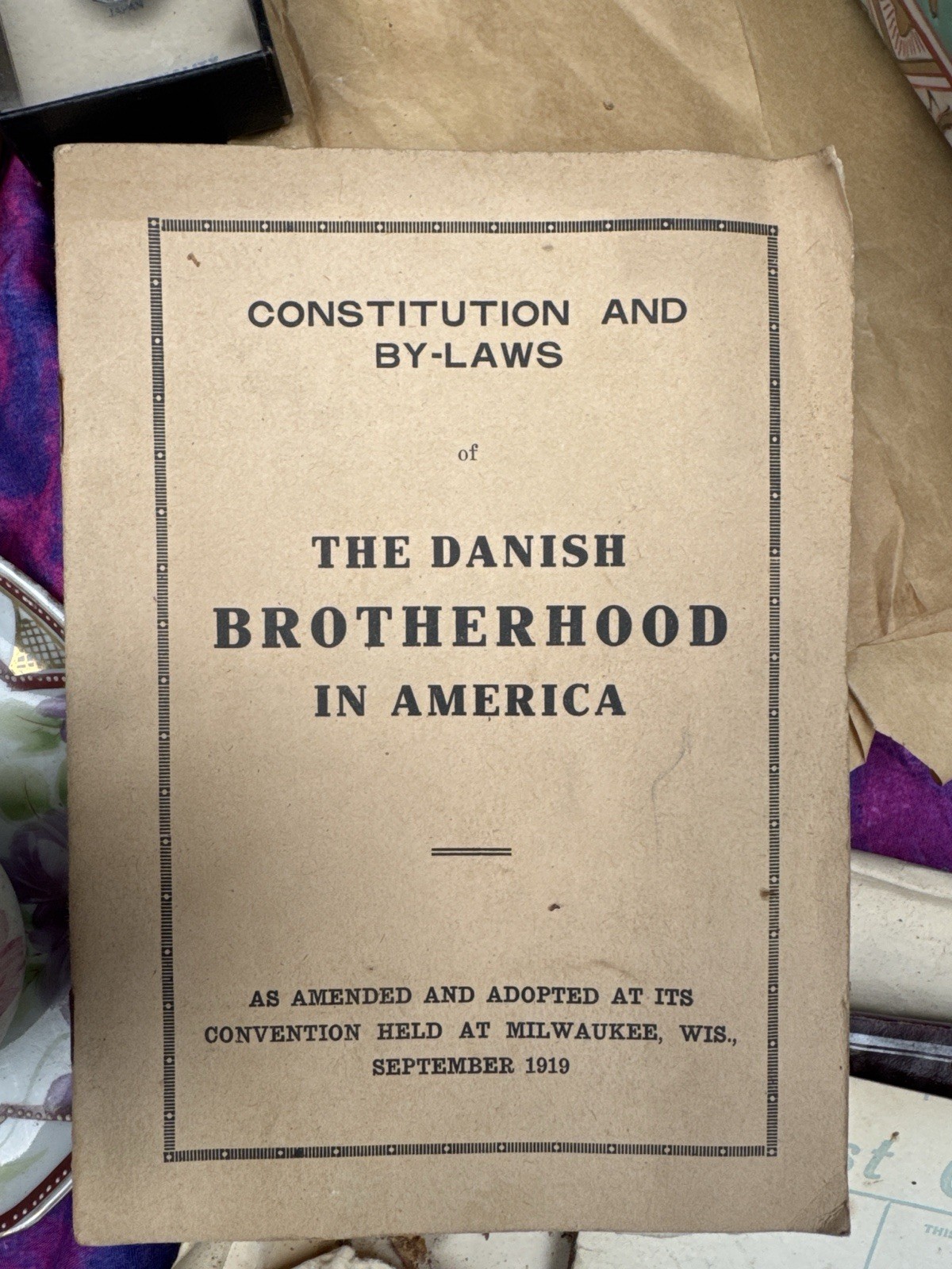 Danish Brotherhood in America Constitution & By-Laws Milwaukee Convention 1919