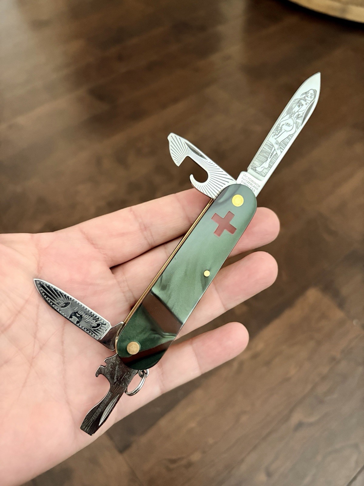 BladeBridge Customs Victorinox SPARTAN Mod / Brass Liners / Laser Etch /Kirinite