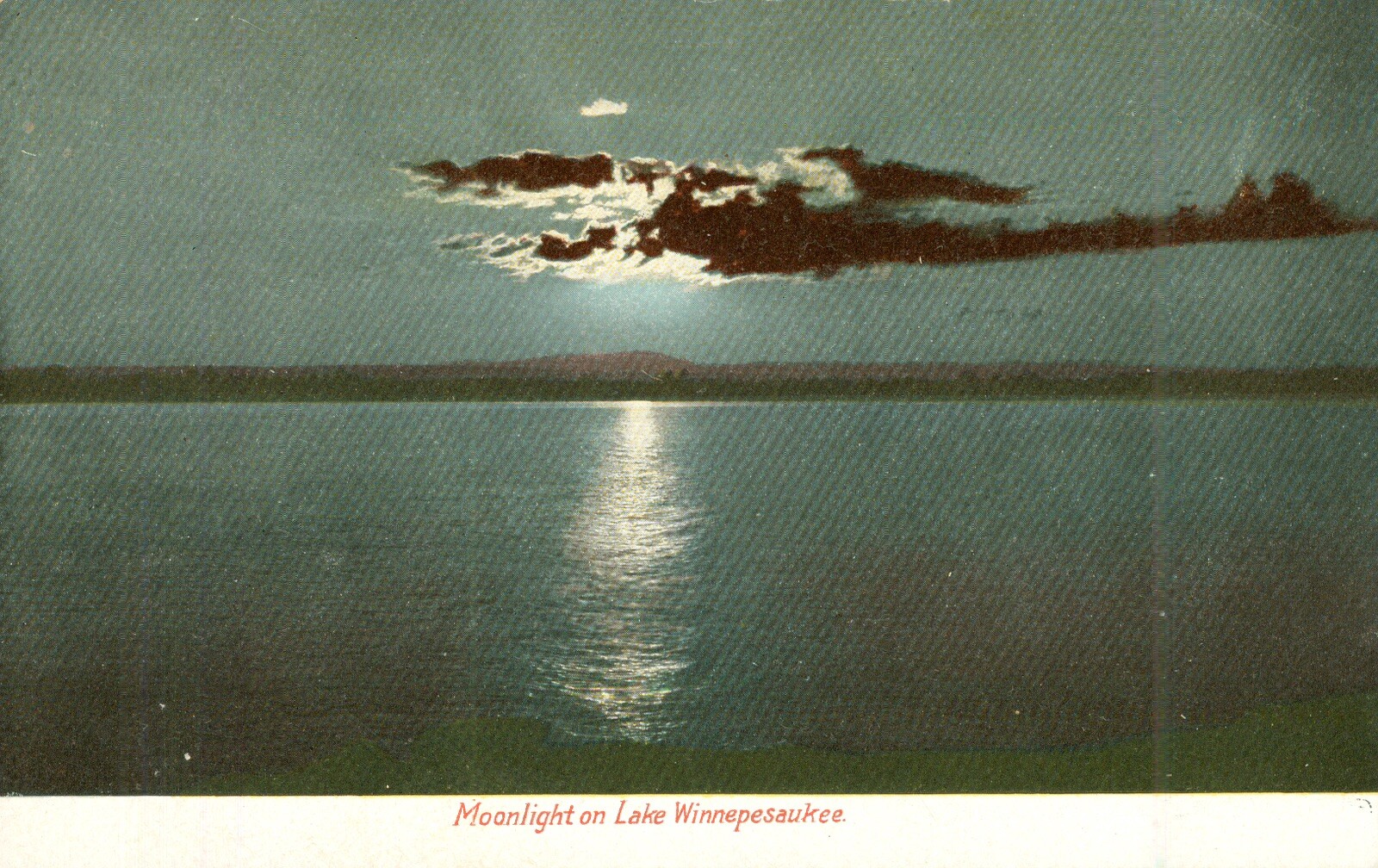 Winnepesaukee, New Hampshire Postcard Moonlight Undivided c1900-1907 Antique N
