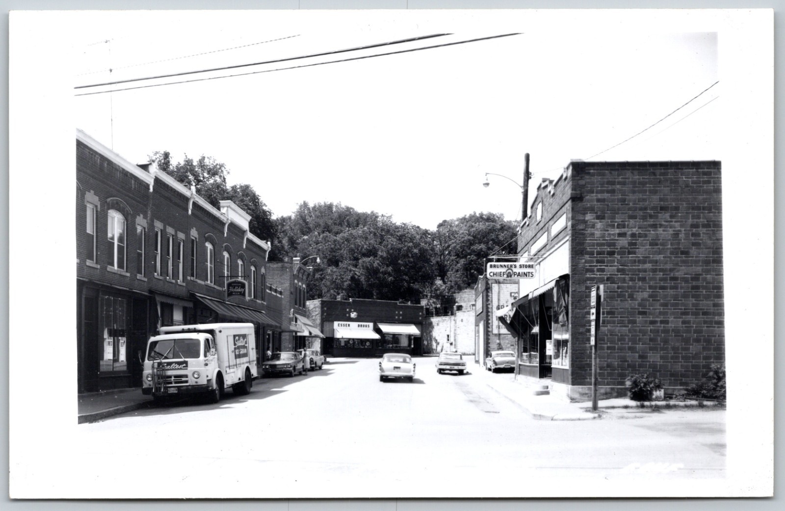 RPPC 1973 Street Scene Potosi Wisconsin Chief Paints VINTAGE Postcard 9087