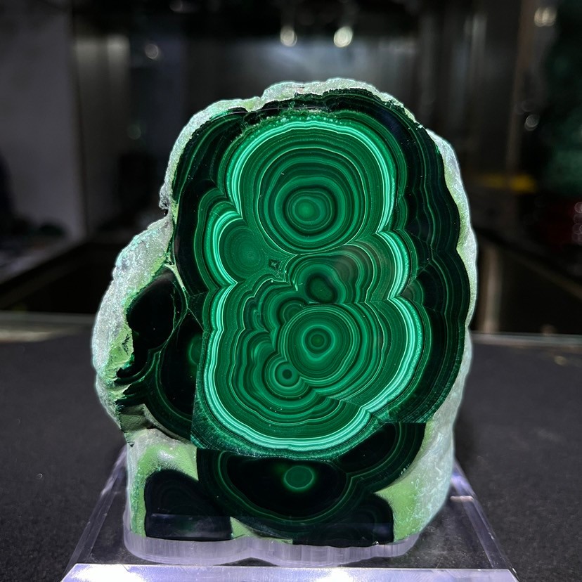 2.09LB Rare Natural malachite Slice quartz crystal Mineral Specimen +stand