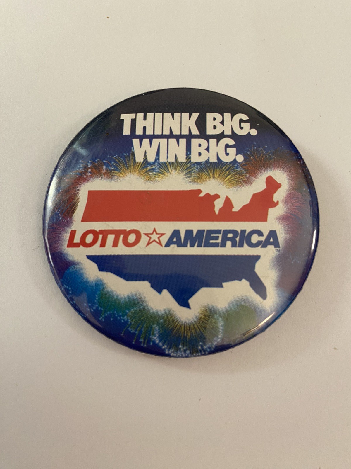Lotto America Think Big Win Big Pin Back Button P212