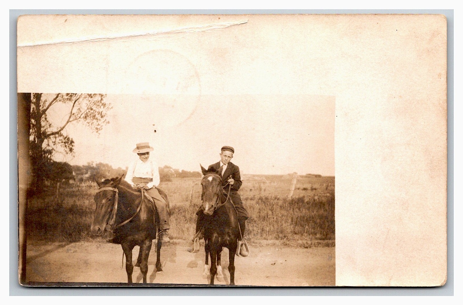 RPPC Unionville MO Brothers on horseback or friends Missouri