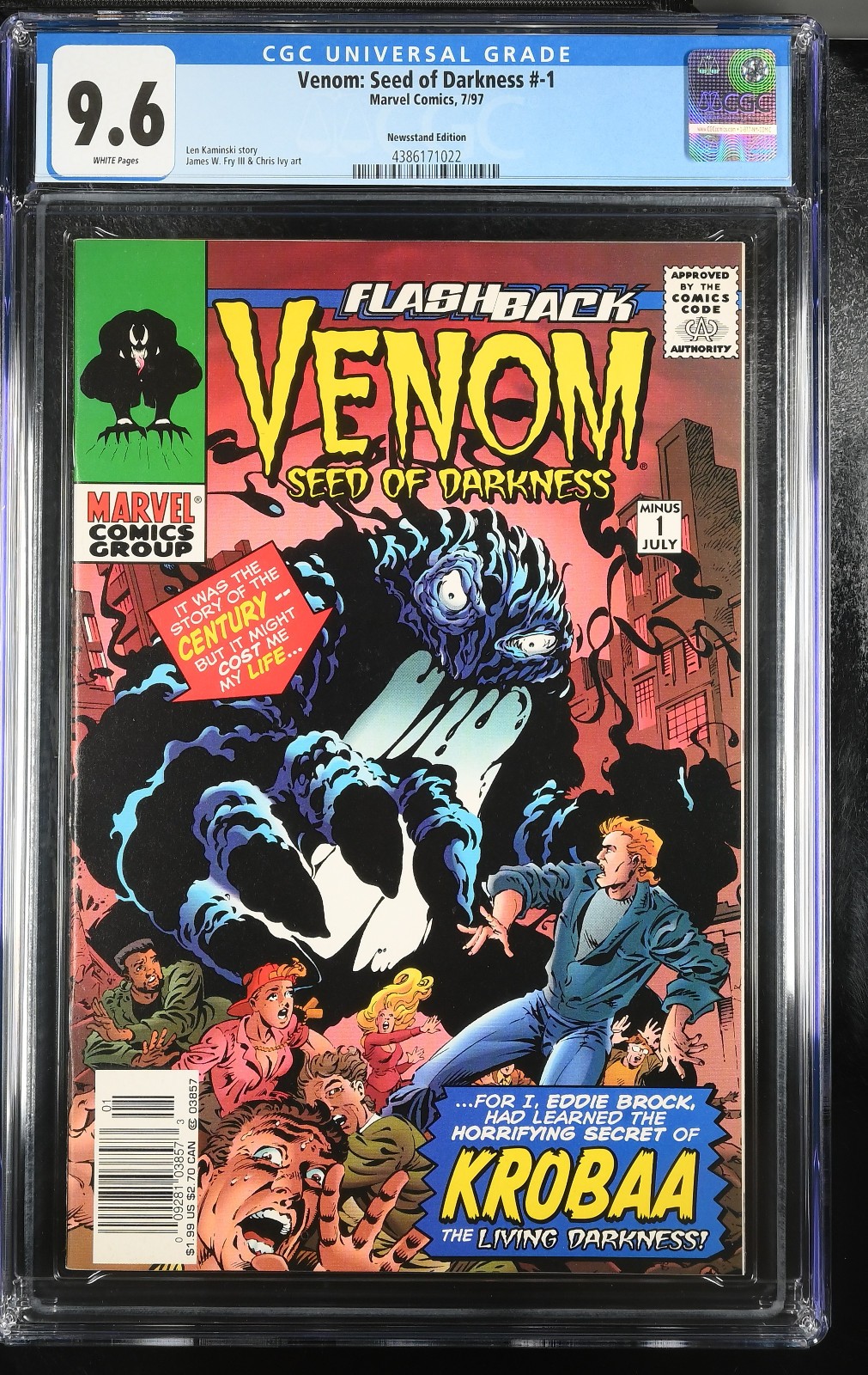 VENOM: SEED OF DARKNESS #-1 (1997) RARE NEWSSTAND 1ST KROBAA CGC 9.6 WHITE PAGES
