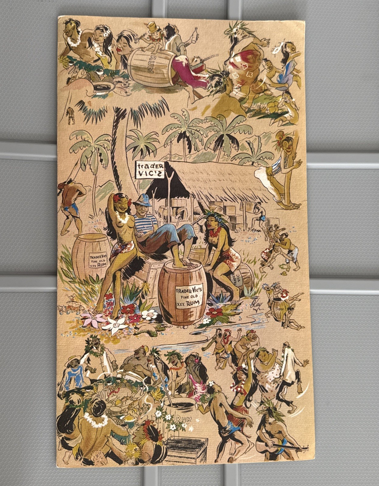 Vintage 1965 Trader Vic\'s Cocktail Drink Menu Tiki Bar Art Restaurant