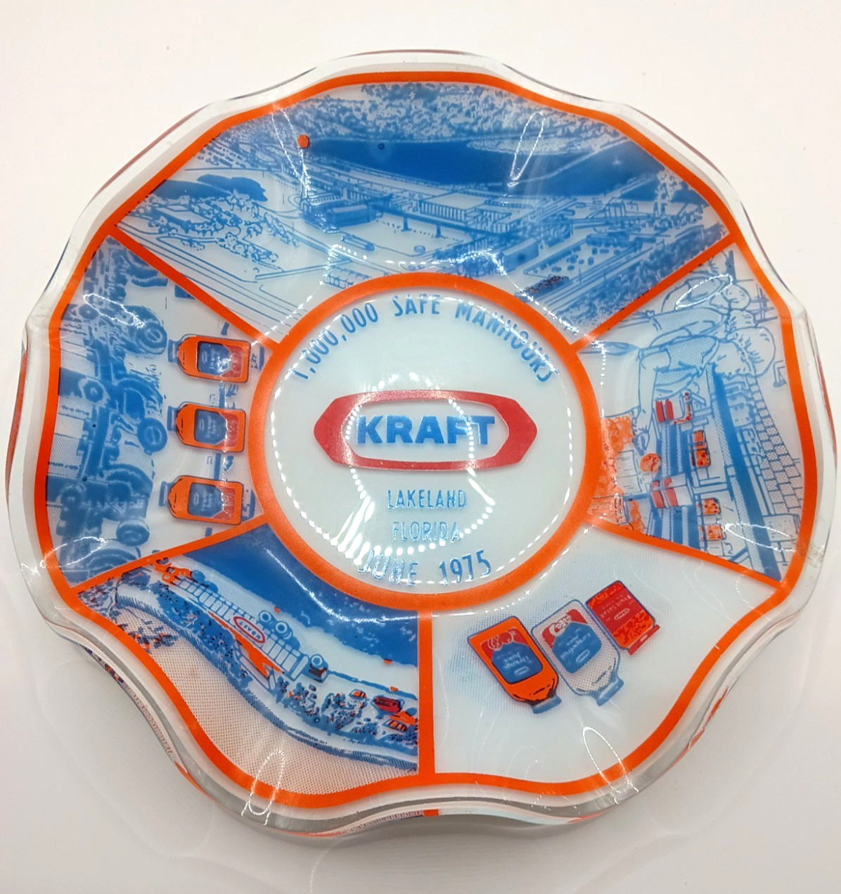 Vtg Kraft Foods Glass Candy Dish Safety Award Million Safe Hours Lakeland 1975 Vtg Kraft Foods Glass Candy Dish Safety Award Million Safe Hours Lakeland 1975