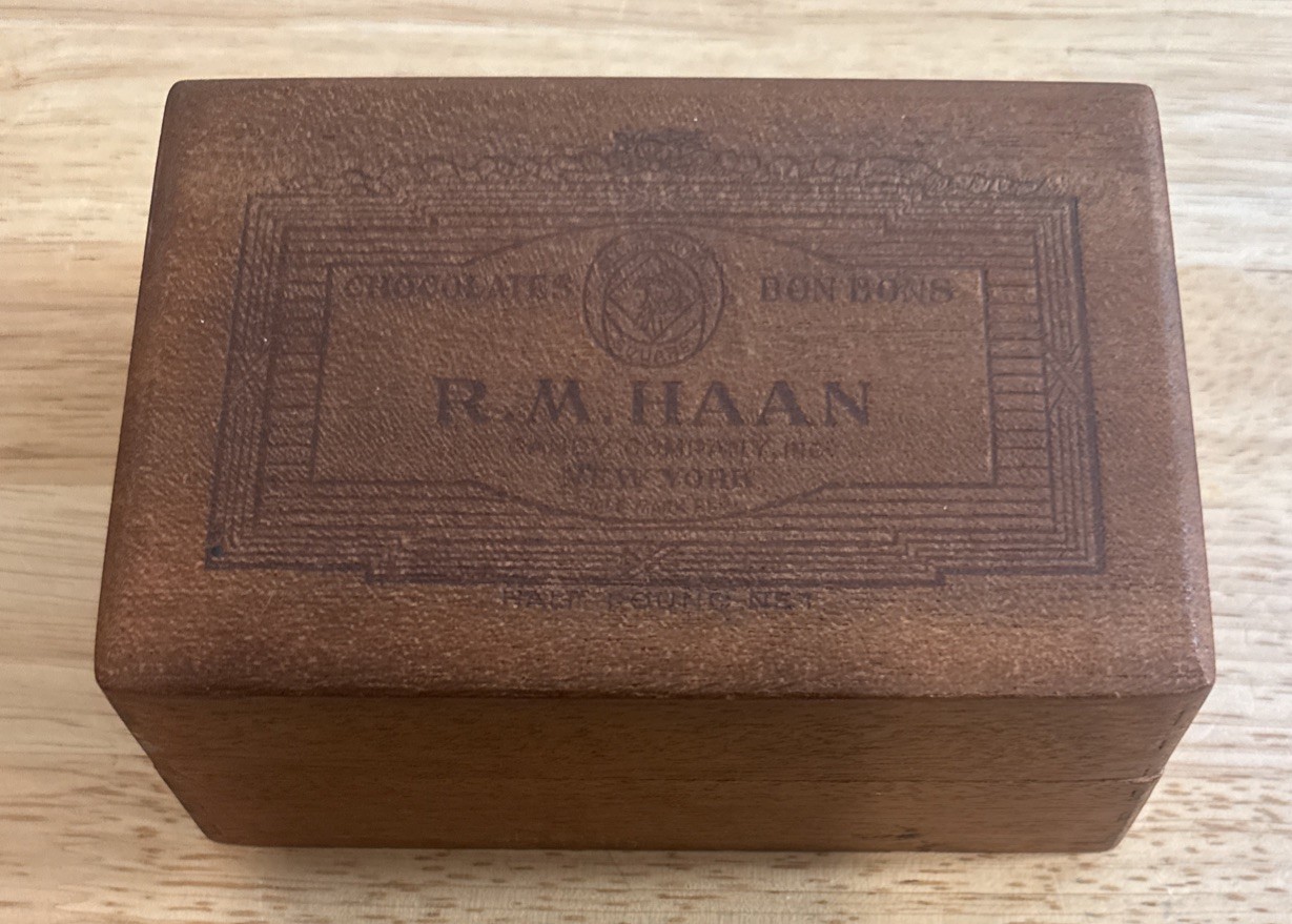 Vintage R. M. Haan Chocolate Box Wooden Wood Candy Box New York Vintage Decor