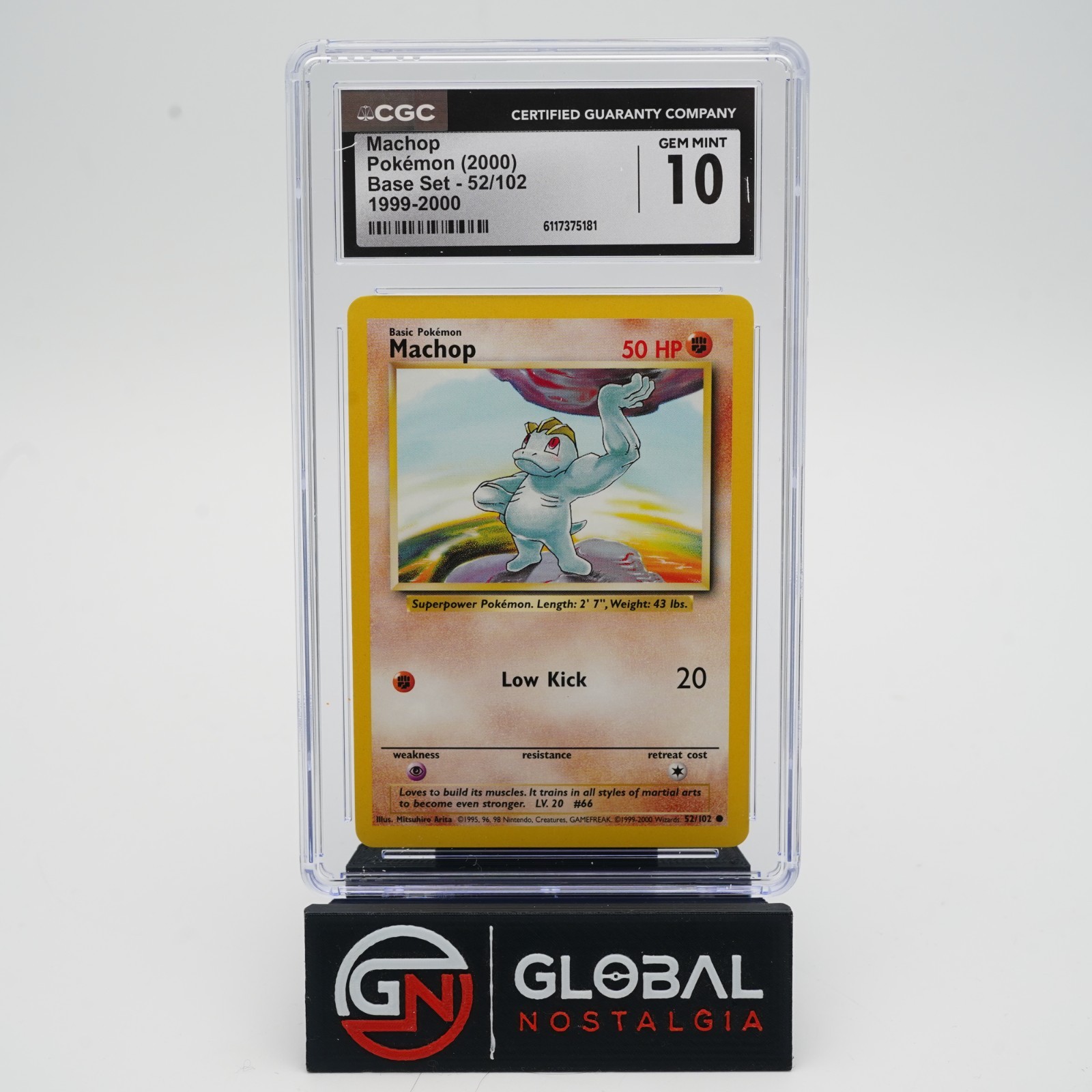 Machop #52 Base Set 4th Print 1999-2000 Pokemon POP 25 CGC 10 Machop #52 Base Set 4th Print 1999-2000 Pokemon POP 25 CGC 10