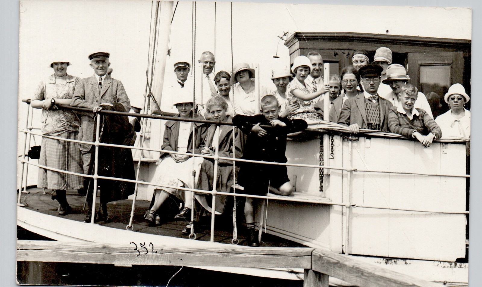 BOAT PASSENGERS ON DECK c1920s postcard germany real photo rppc
