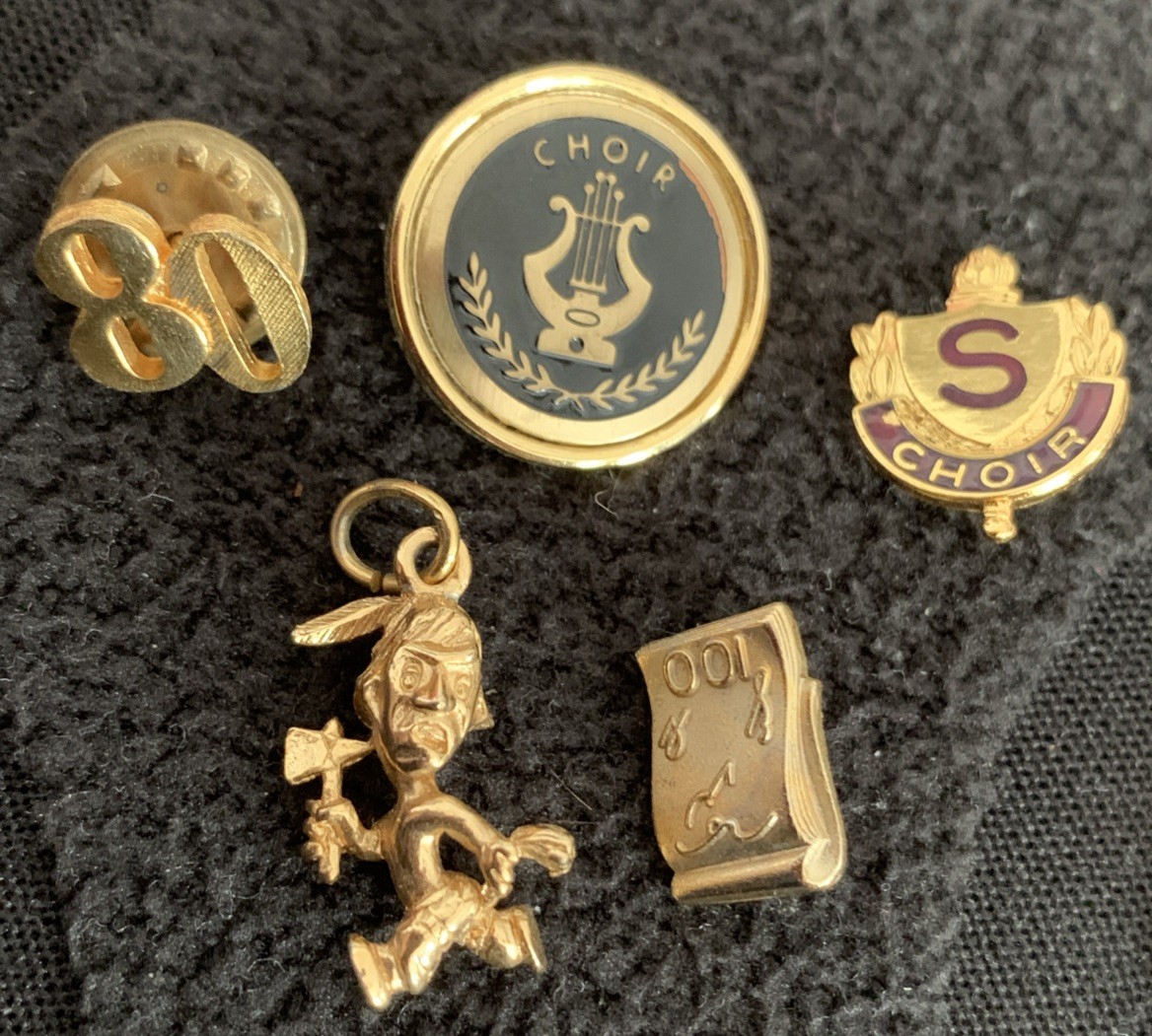 Vintage Pin Lot & Charm Class Of 1980 Sewanhaka High School Indians Choir