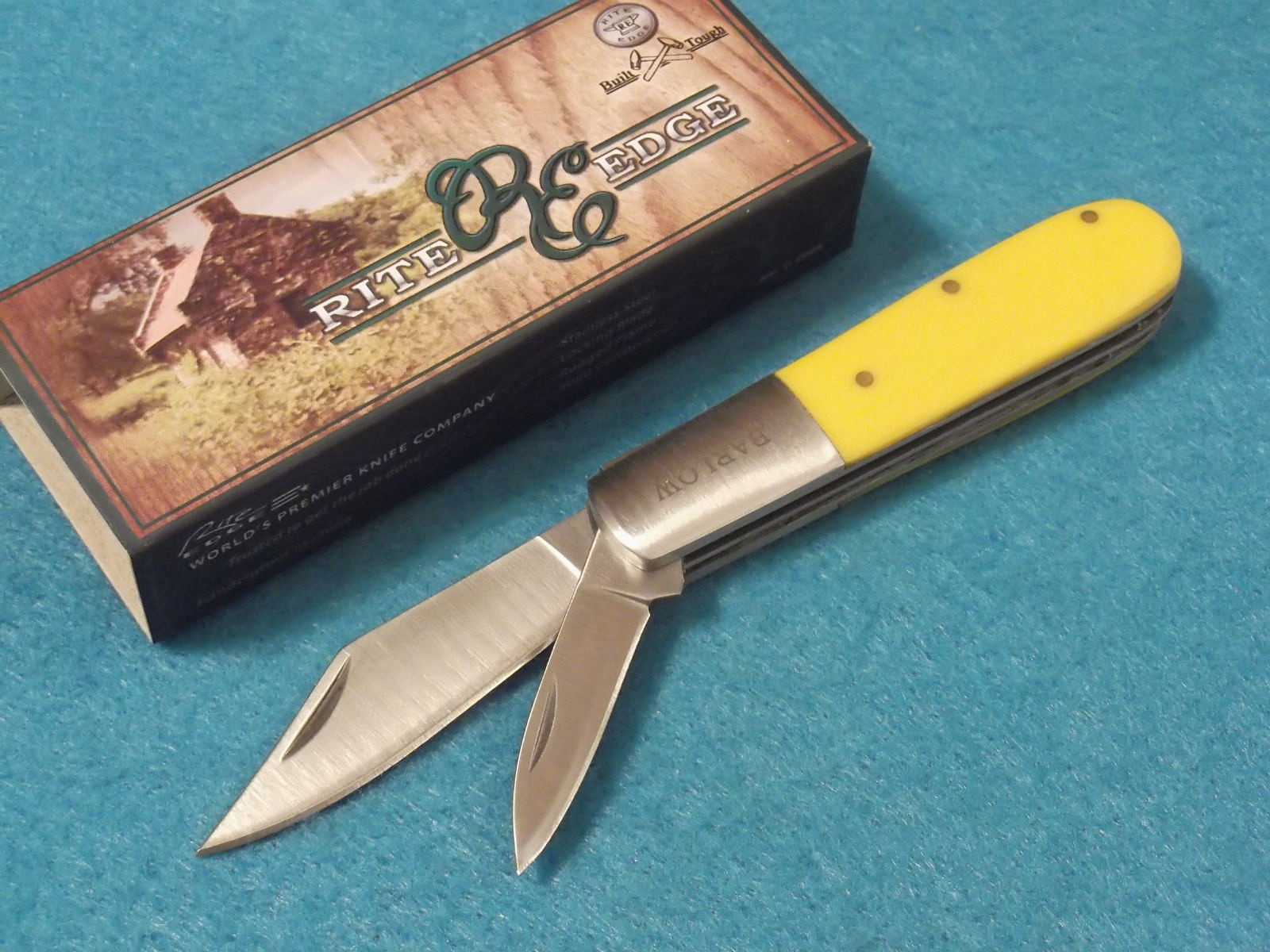 Rite EDGE RE5023YW BARLOW Yellow handle pocket knife 3 1/4\