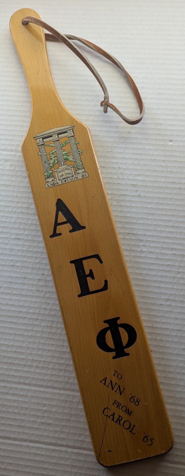 1960's Alpha Epsilon Phi AEΦ Sorority Paddle University of Texas