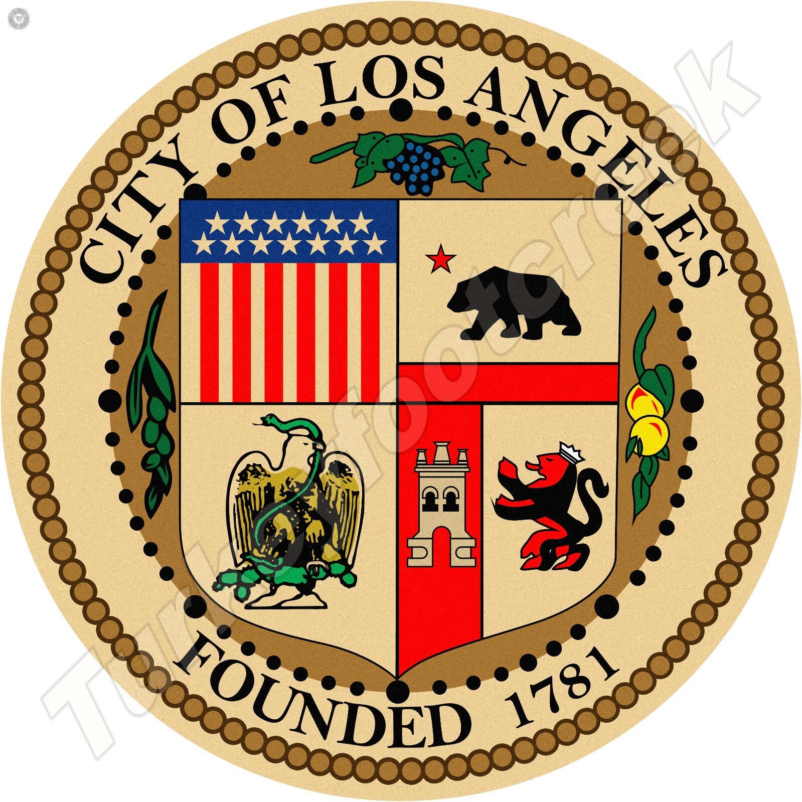 City Of Los Angeles Founded 1781 Round Metal Sign 2 Sizes To Choose From