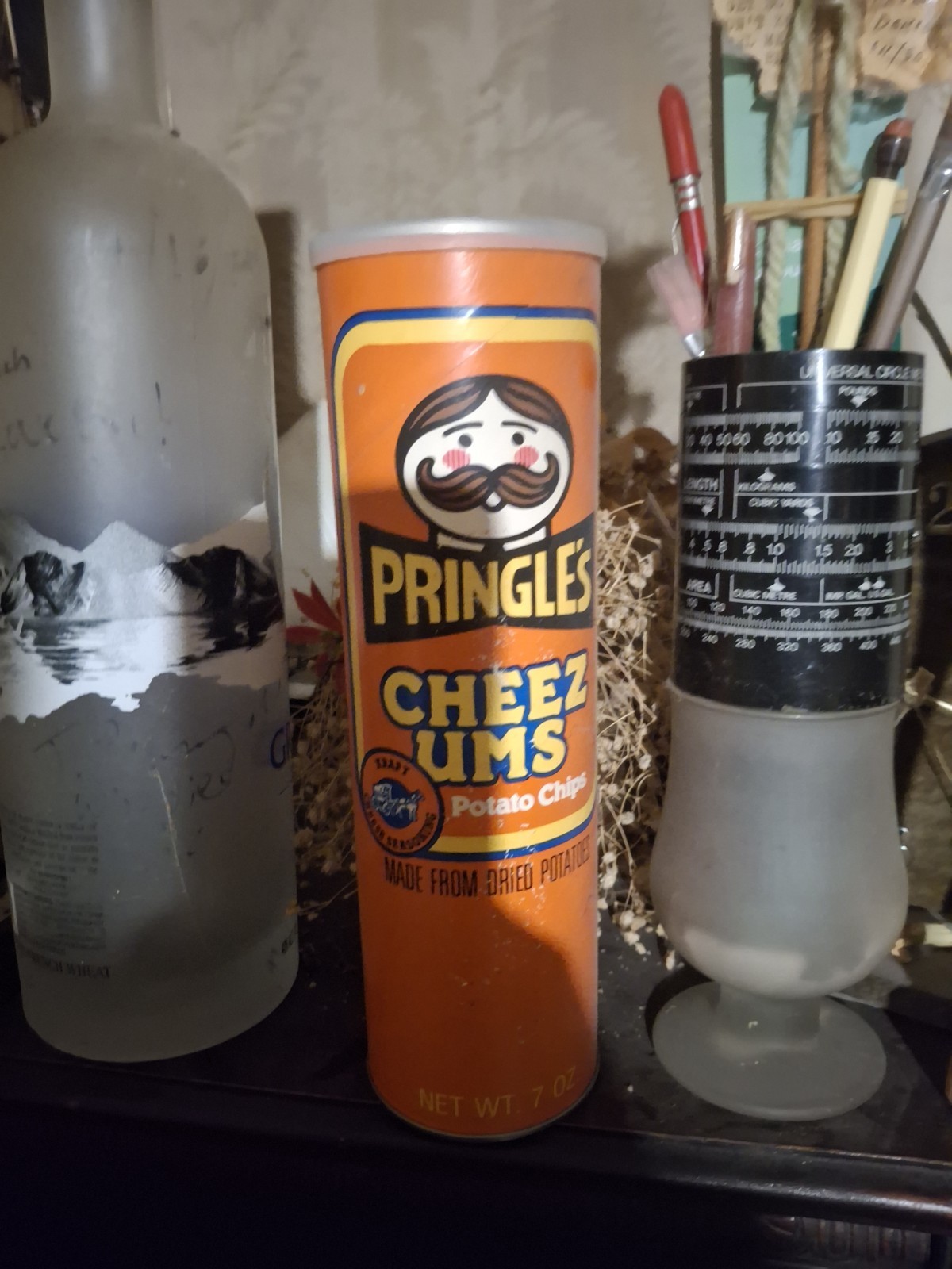 70's Vintage Pringle's Cheez-Ums can (First design) empty
