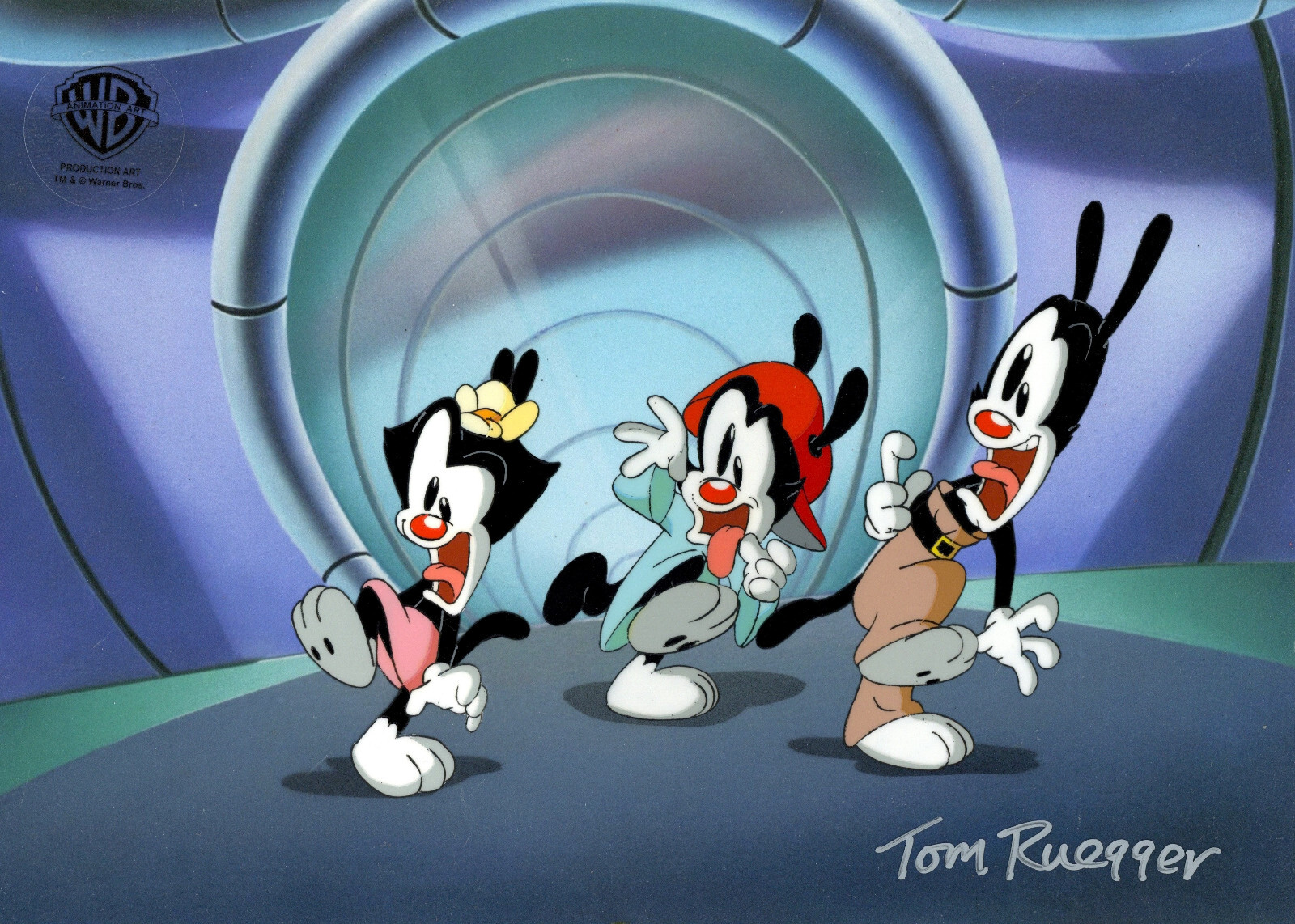 Animaniacs- Yakko,Wakko,Dot-Original Prod Cel-Space Probed Alien-Signed Ruegger