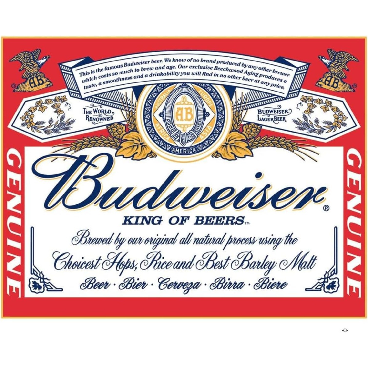 Budweiser - Label Tin Sign - Nostalgic Vintage Metal Wall Décor