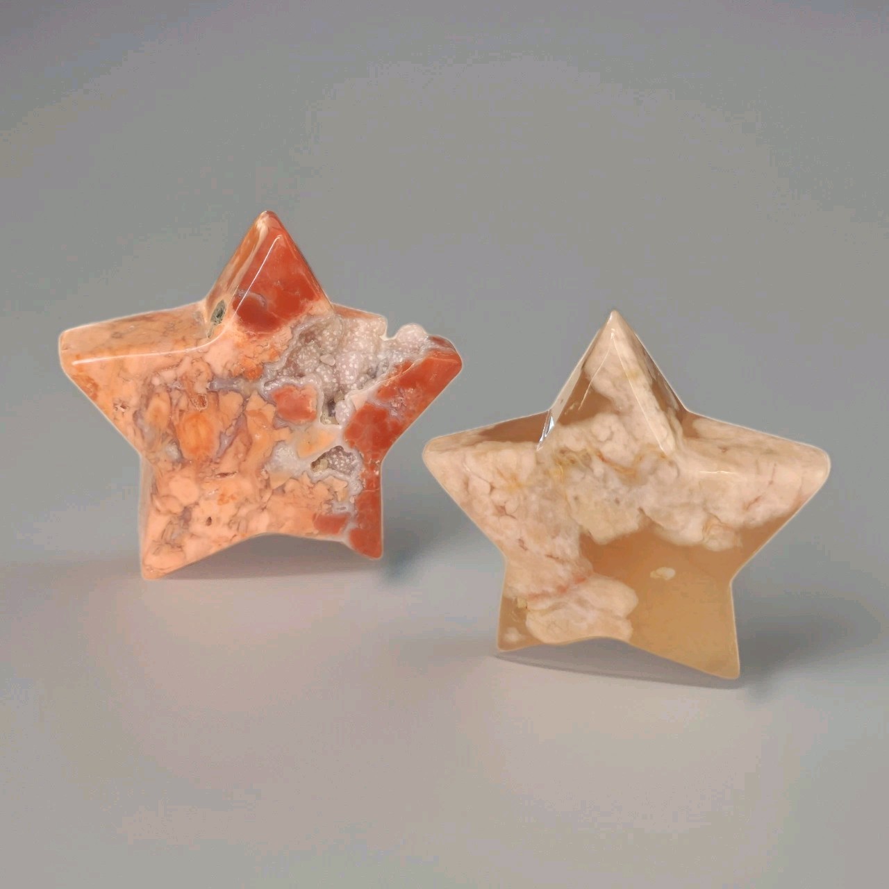 Lot Of 2 Small Stars Petal Agate & Flower Agate 182g - USA
