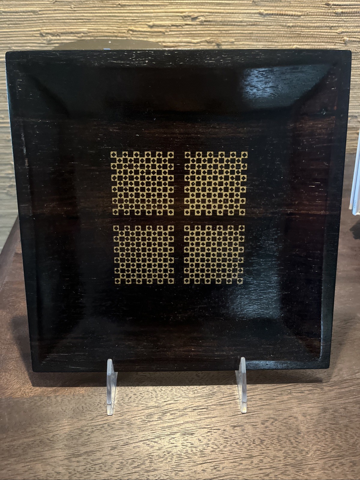 Gold Craft Mfg. Mahogany Tray With Gold New In Box Goldcraft Japan