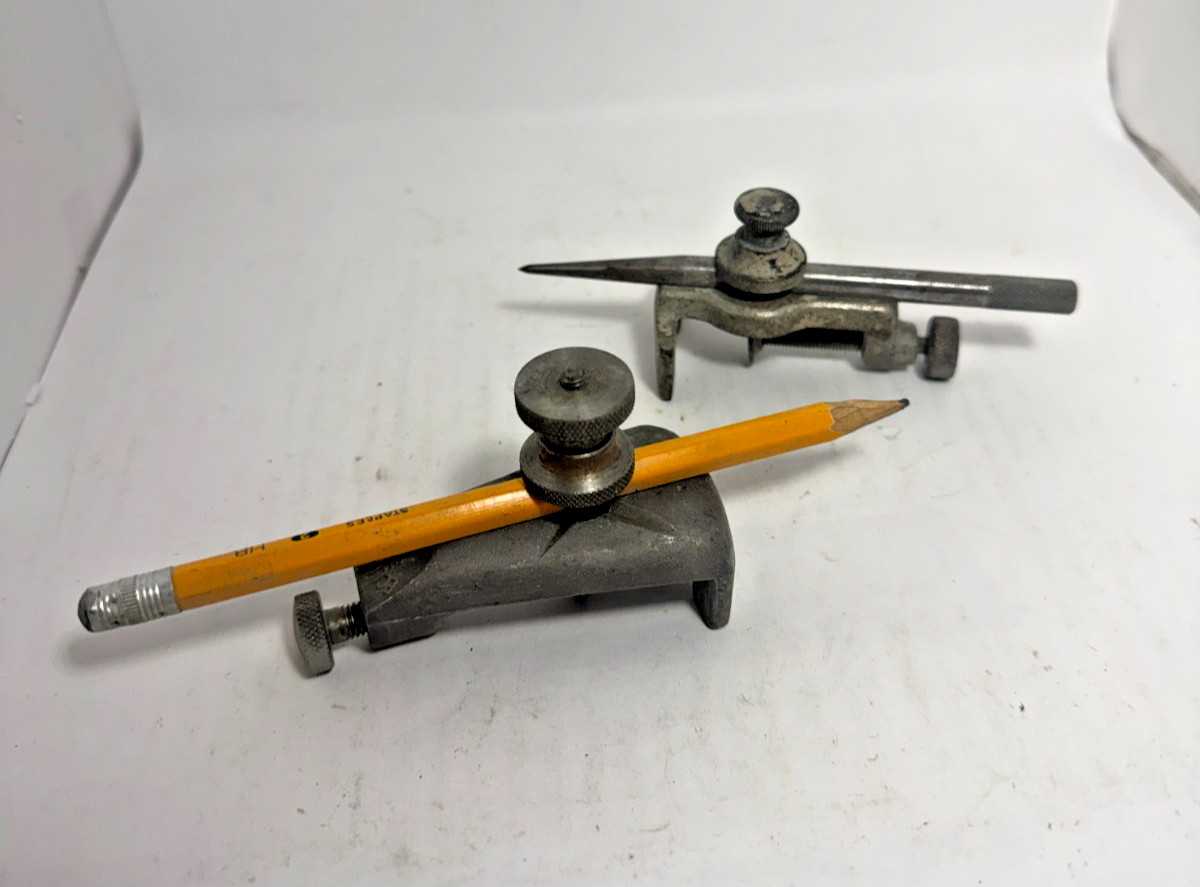 2pc Vintage Clamp-On Trammel Points for Beam Compass Architect Drawing Tools