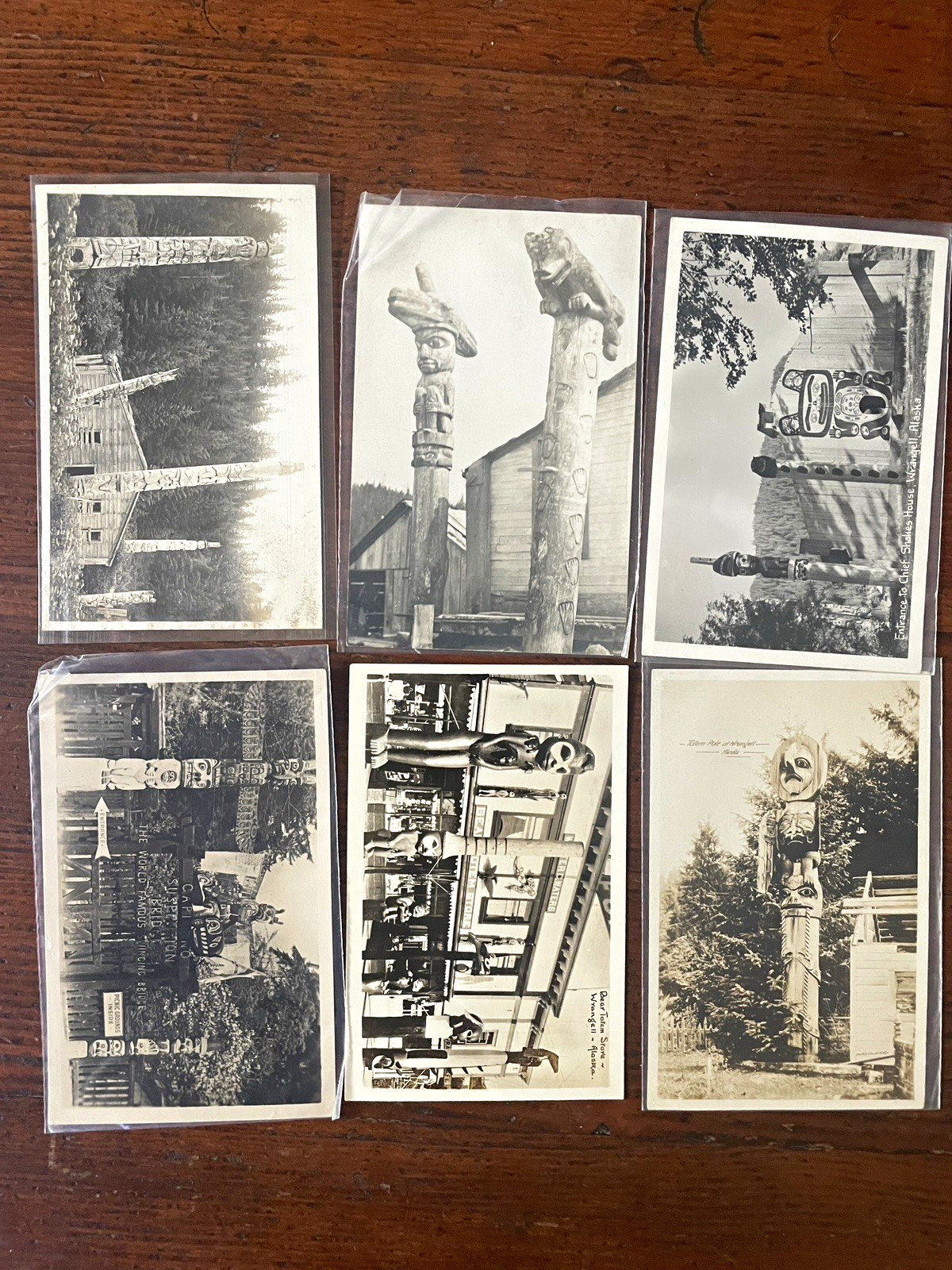 Lot of 6 RPPC Alaska Totem Pole Postcards 1920s-40s 