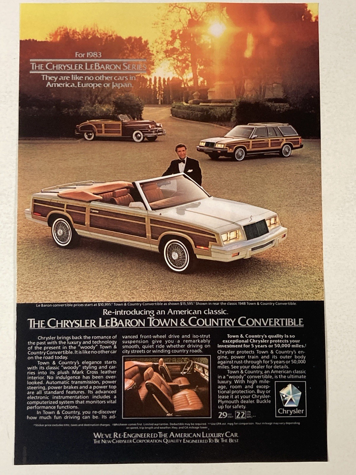 1983 Chrysler LeBaron Town And Country Convertible Print Ad Like No Other