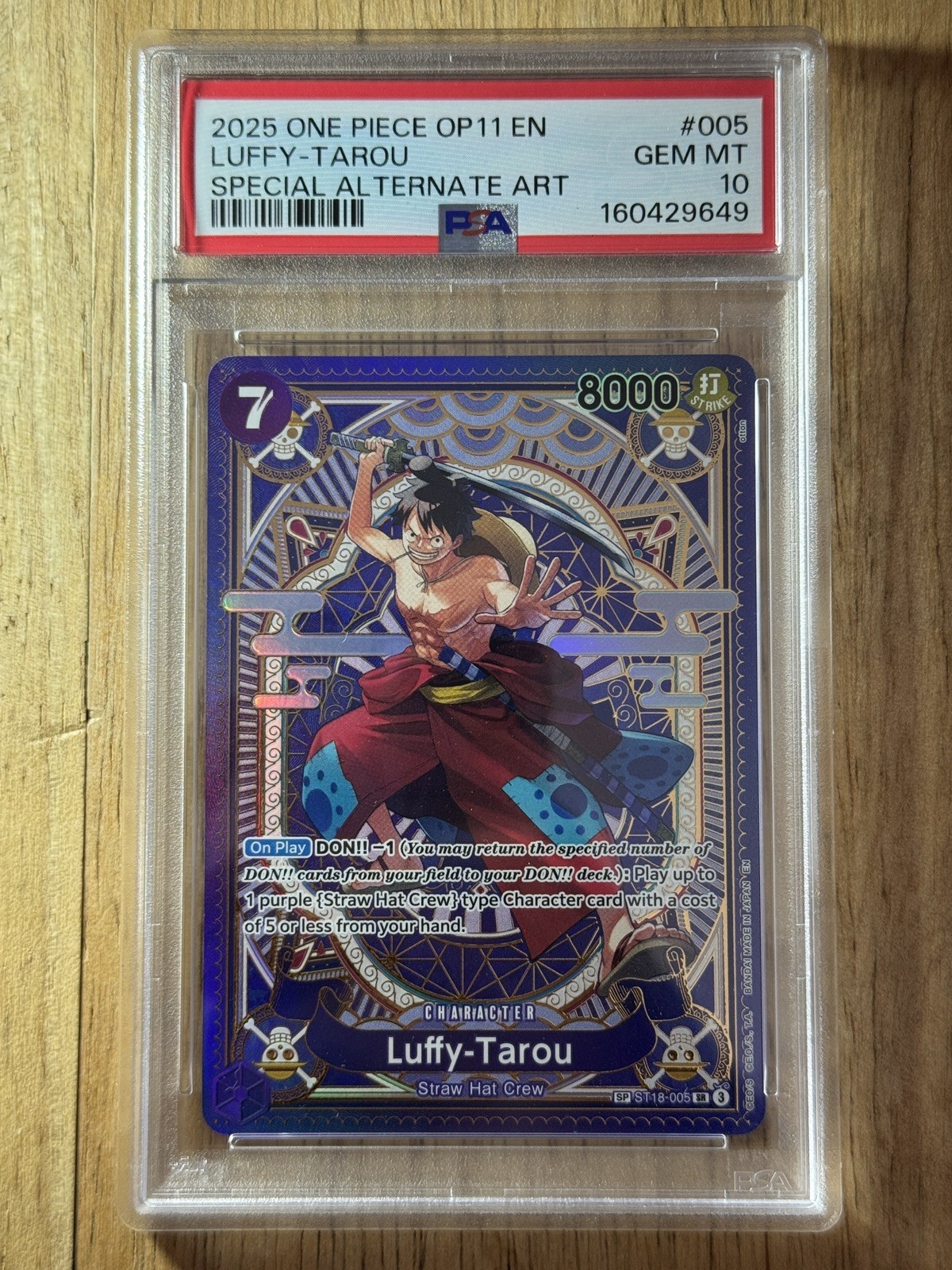 2025 One Piece A Fist of Divine Speed Special Card #ST18-005 Luffy-Tarou PSA 10