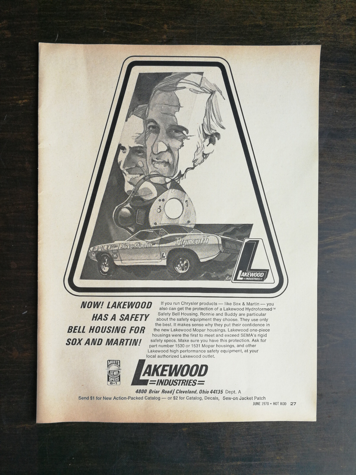 Vintage 1970 Lakewood Industries Sox & Martin Full Page Original Ad 524