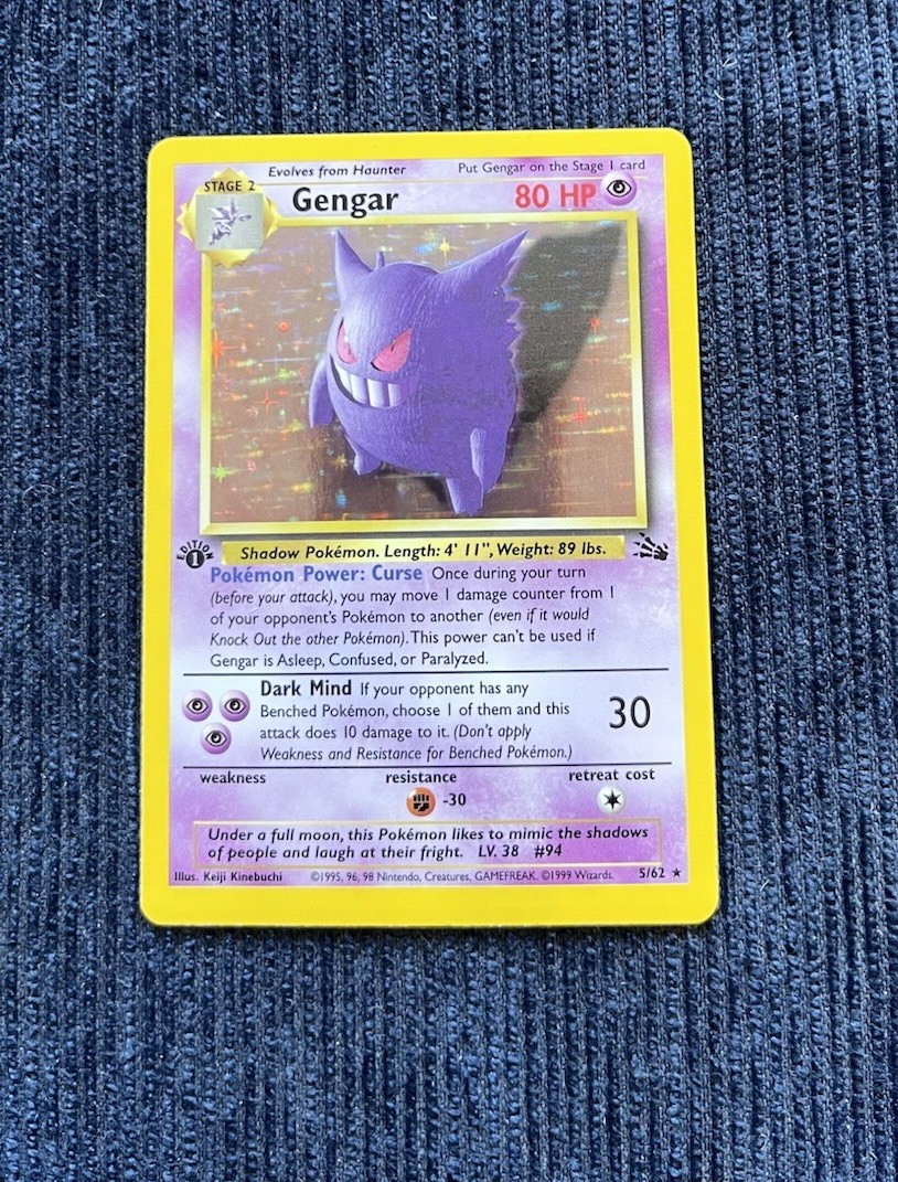 Pokémon TCG Gengar Fossil Holo Rare Card 5/62 1st Edition Near Mint