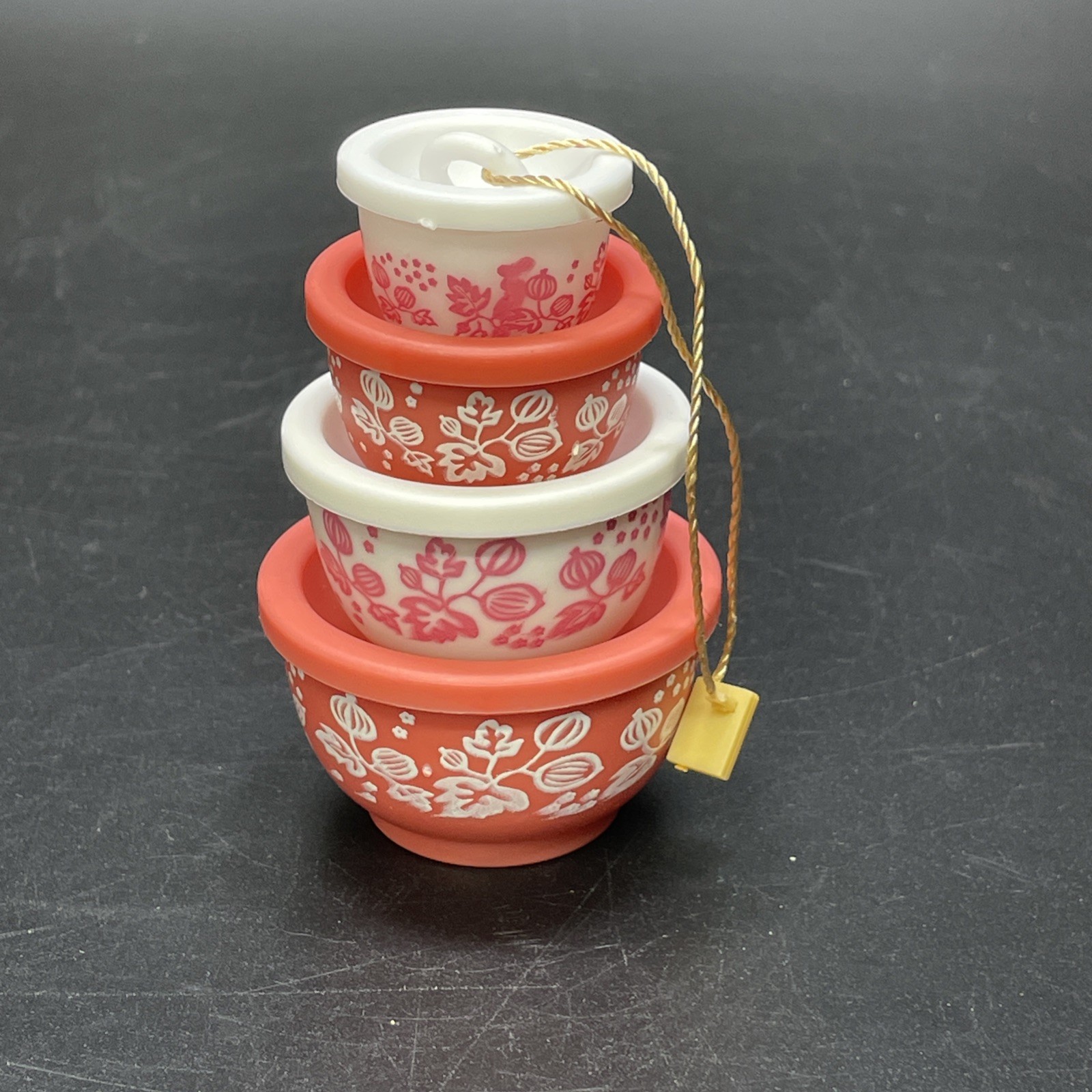 VTG Pyrex Inspired Christmas Ornament Plastic Nesting Mixing Bowl Set Gooseberry