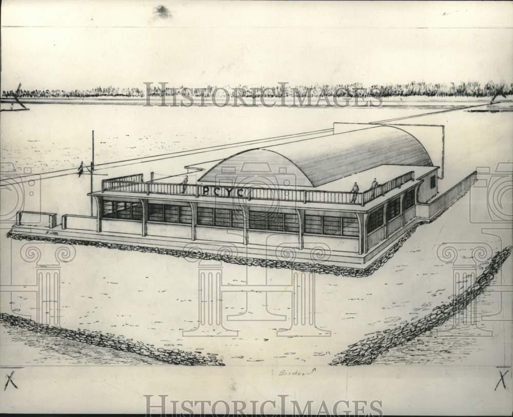 1966 Press Photo Artists rendering of new Pass Christian Yacht Club - noc04909