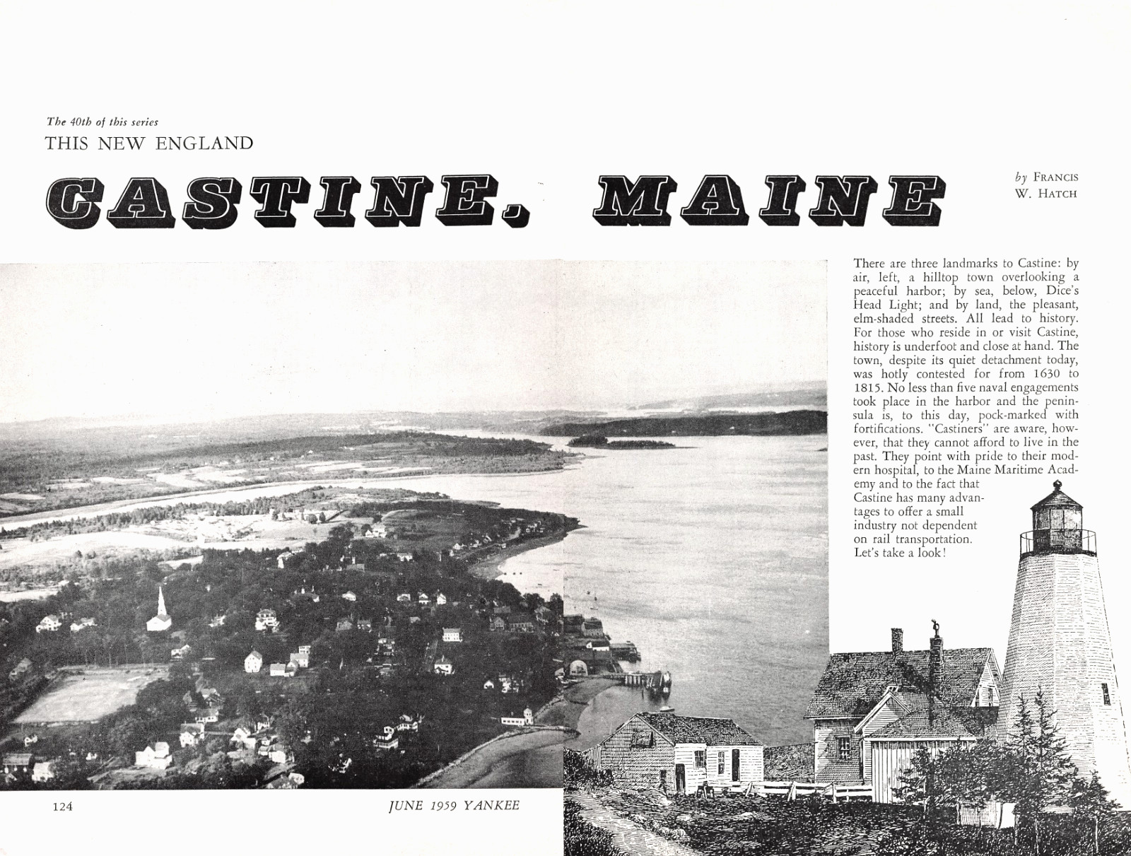 Castine ME Landmark 1959 Yankee Mag Pictorial Francis W Hatch Author Vtg Article