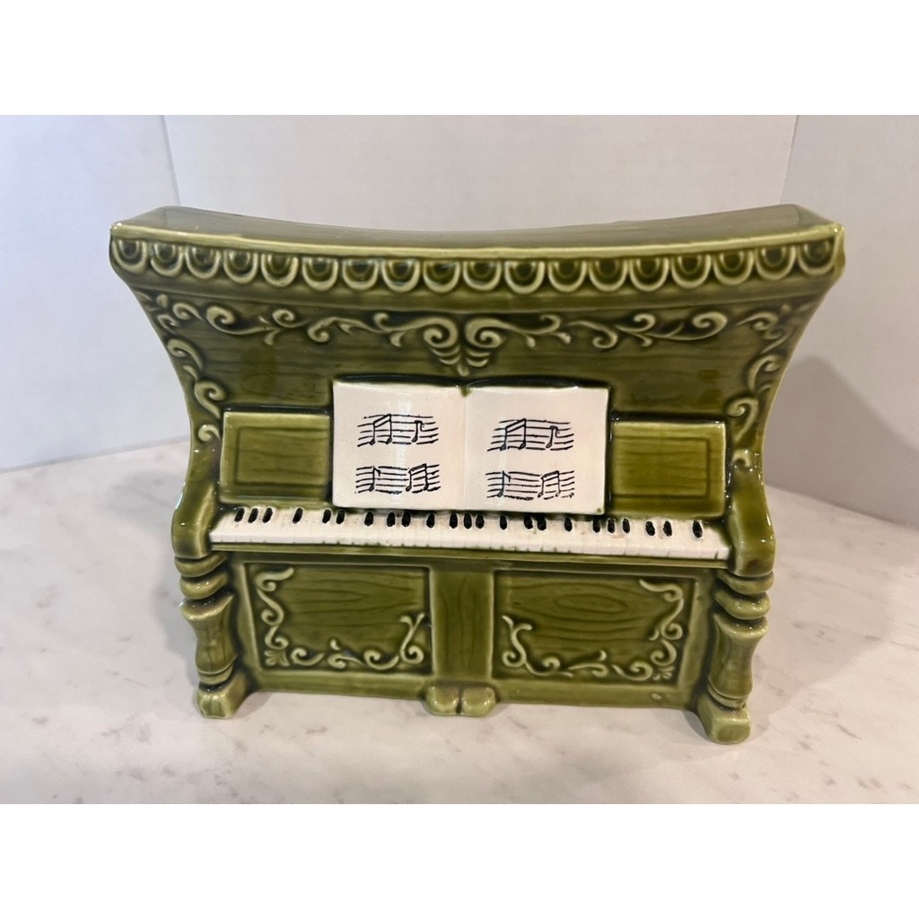 Vintage Relpo Ceramic Piano Musical Trinket Box - Olive Green Mid-Century Decor Vintage Relpo Ceramic Piano Musical Trinket Box - Olive Green Mid-Century Decor