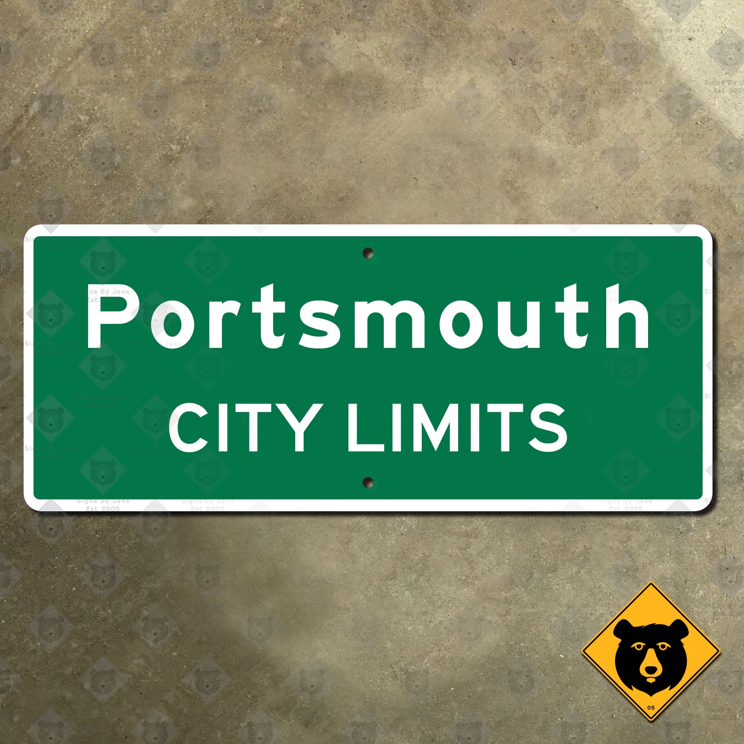 Portsmouth Virginia city limits highway road sign 2015 marker boundary 18x7