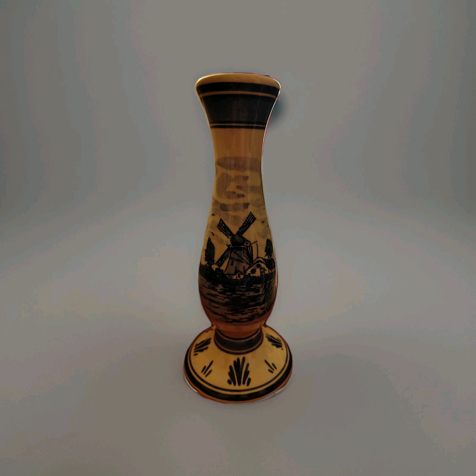 Vintage Delft Blue Holland Handpainted Porcelain Bud Vase With Windmill...