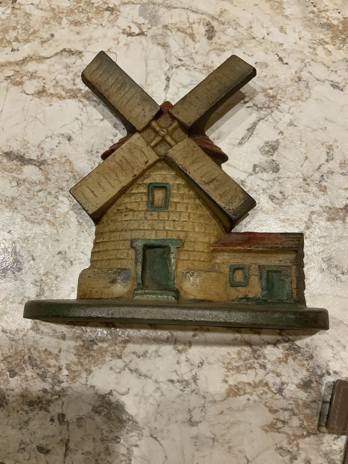 Antique National Foundry #10 Cast Iron Windmill Door Stop 