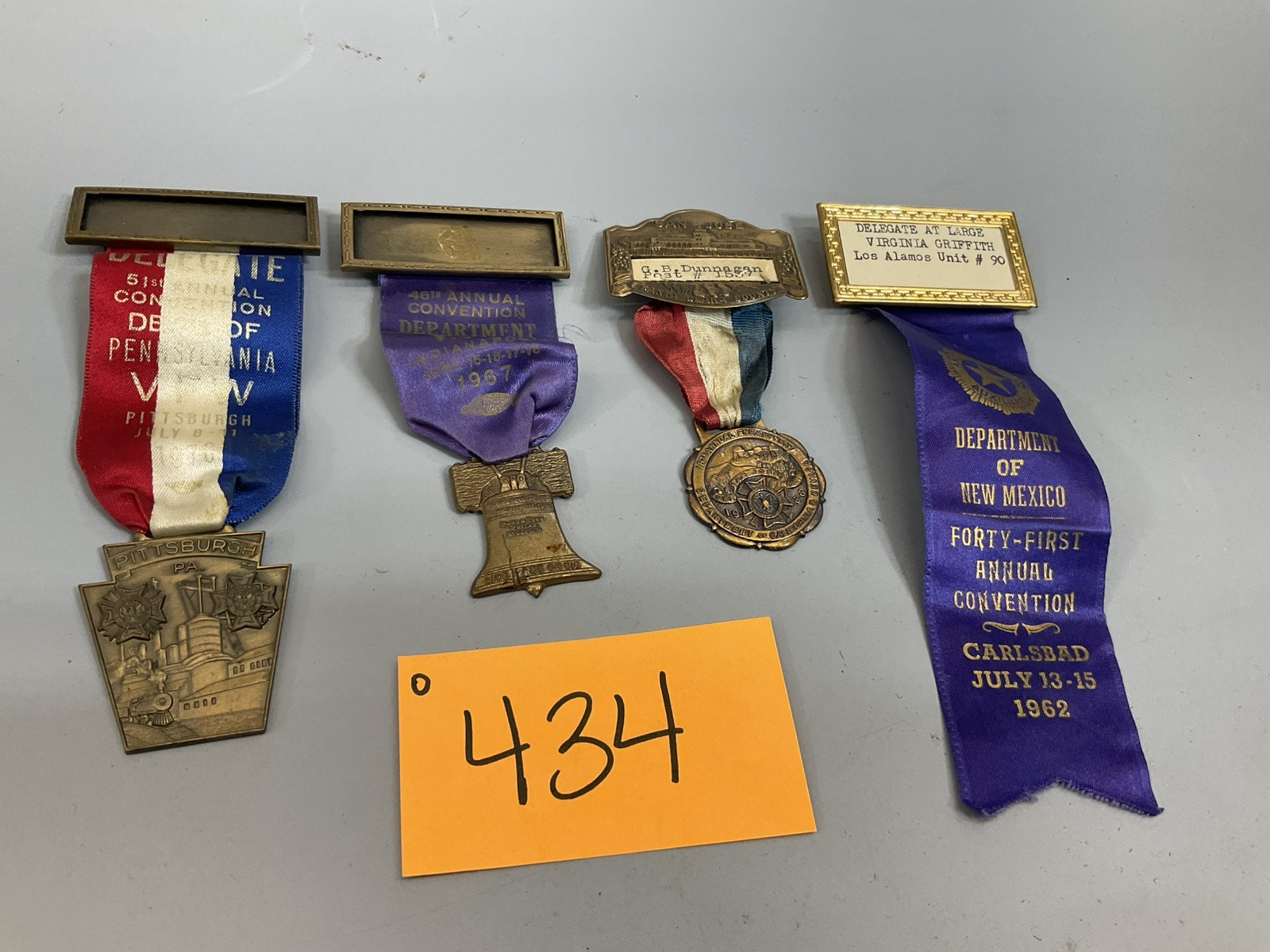 Lot of 4 VFW Convention Medals from WWI Collection o434