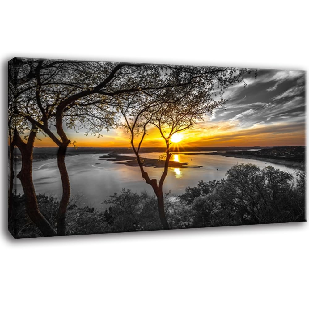 Bamdeya Large Wall Art Living Room Black And White Landscape Tree Canvas Wall
