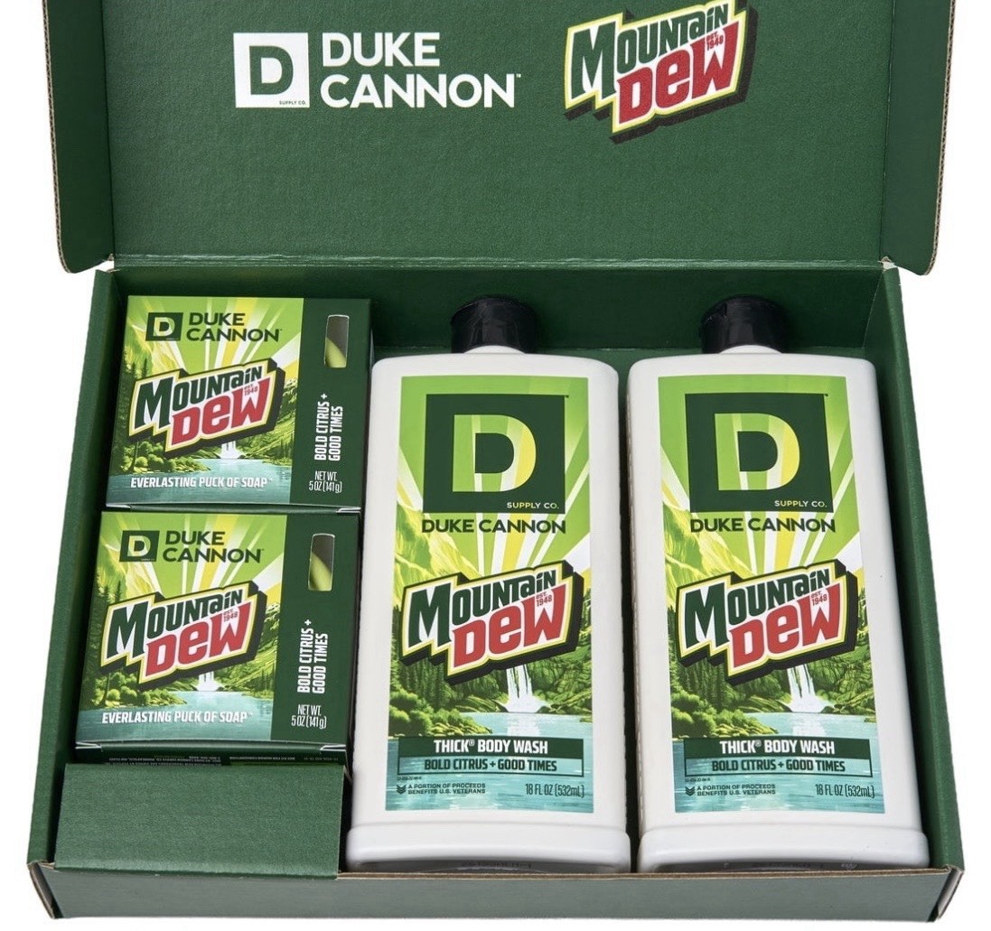 MOUNTAIN DEW x DUKE CANNON 2 BODY WASH + 2 SOAP PUCK BUNDLE LIMITED EDITION NEW
