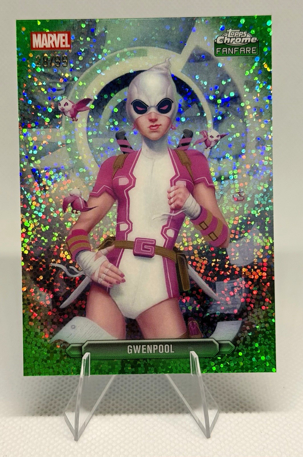 Topps 2026 Topps Chrome Marvel Comics Fanfare Gwenpool FF-18 28/99 Green Speckle