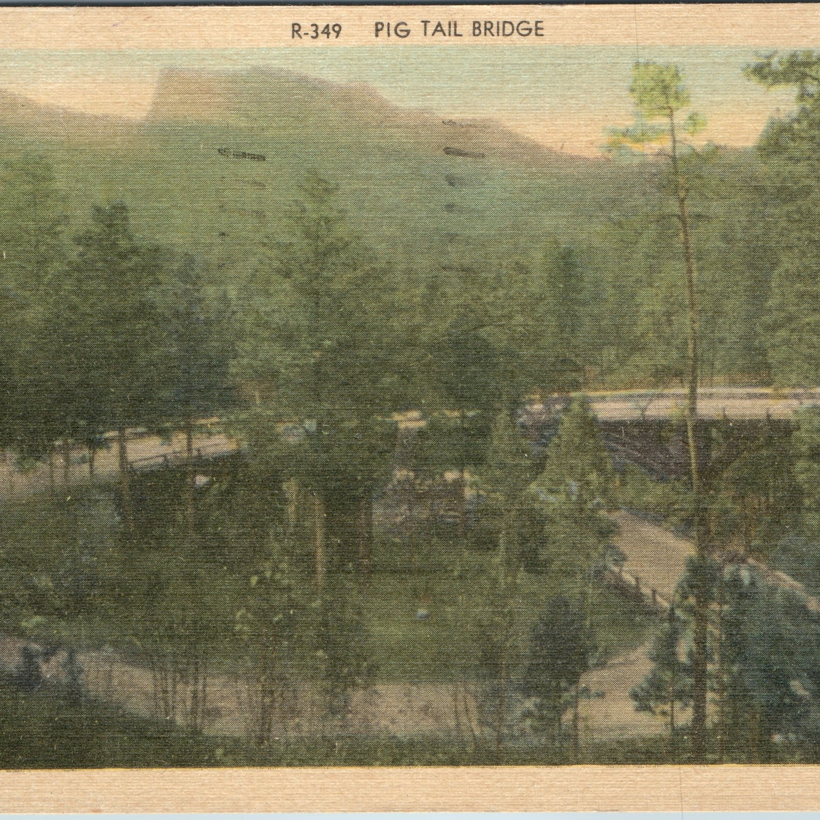 c1951 Black Hills SD Pig Tail Bridge Needles Highway Linen Mt Rushmore Area c1951 Black Hills SD Pig Tail Bridge Needles Highway Linen Mt Rushmore Area