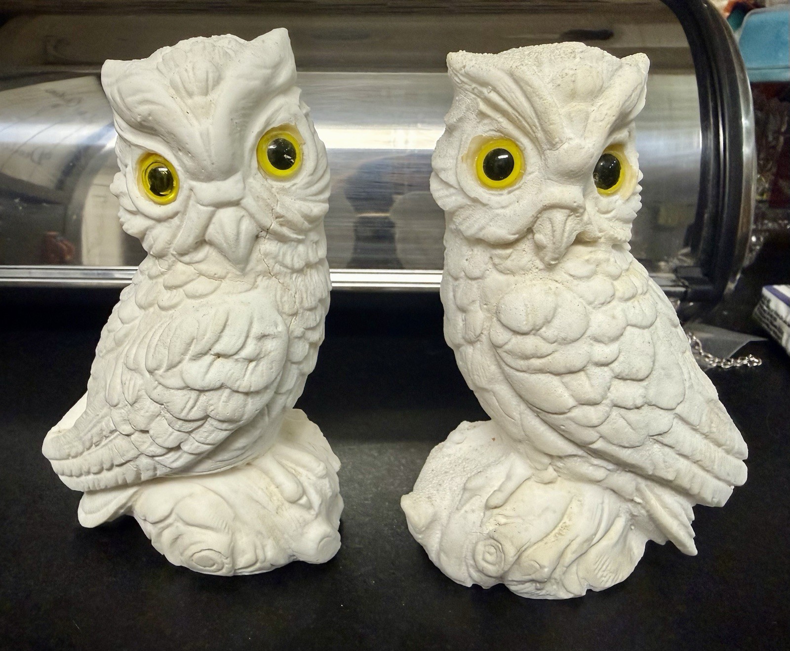 Owl Alabaster White Vintage Animal Figurine Bird Porcelain Decoration Two Owl Alabaster White Vintage Animal Figurine Bird Porcelain Decoration Two
