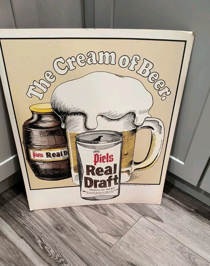 Vintage Piel\'s Beer Sign Easel back 1971 Bar Piel Bros NY Cream Advertising