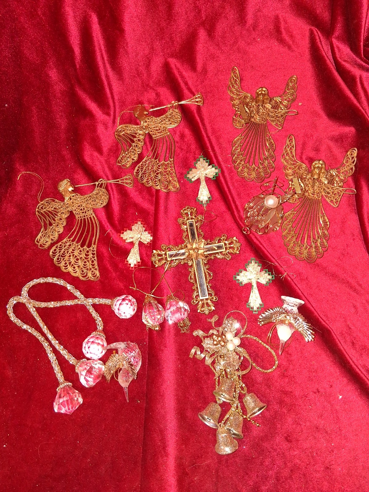 Vintage Gold-Tone & Faceted Holiday Ornament Lot - 15 Pieces