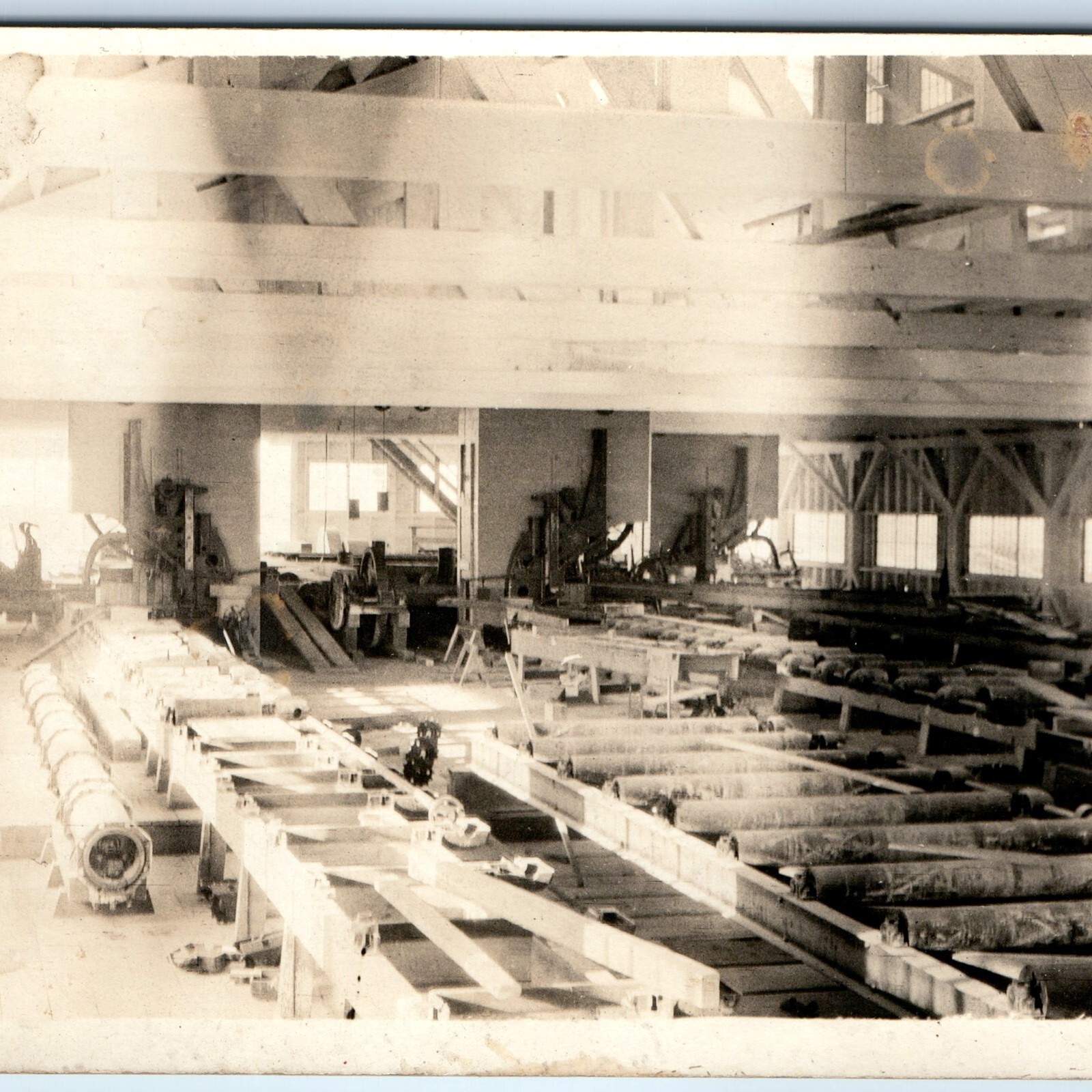 c1910s Sawmill Interior RPPC Postcard Industrial Lumber Mill Machinery Factory