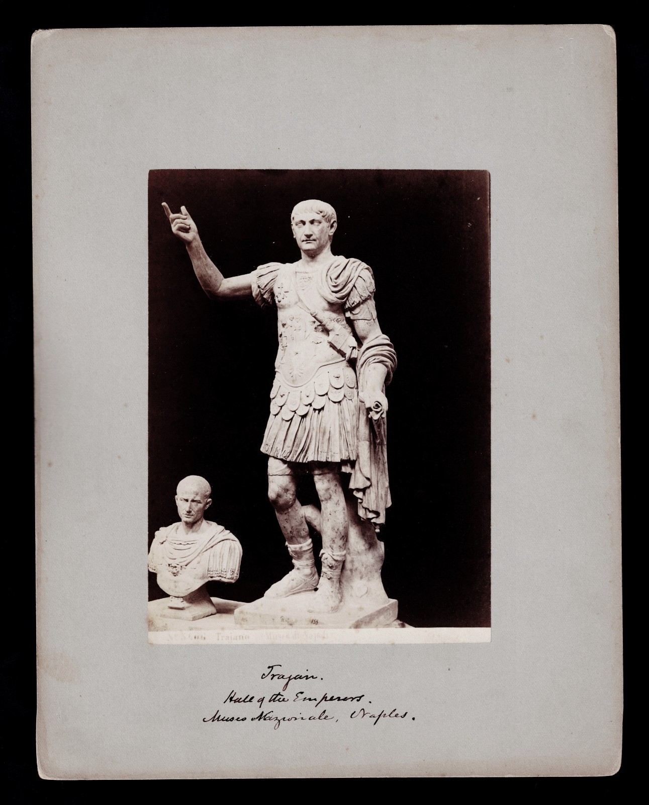 ca. 1850-1890 Antique Albumen Photo Roman Emperor Trajan Museo Nazionale Naples