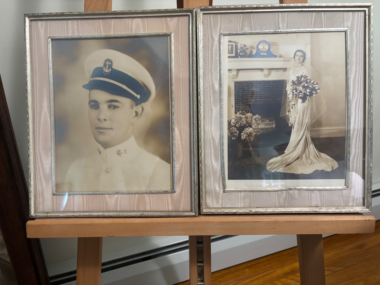 Pr Vintage Silver Plate Photo Frames 10x12