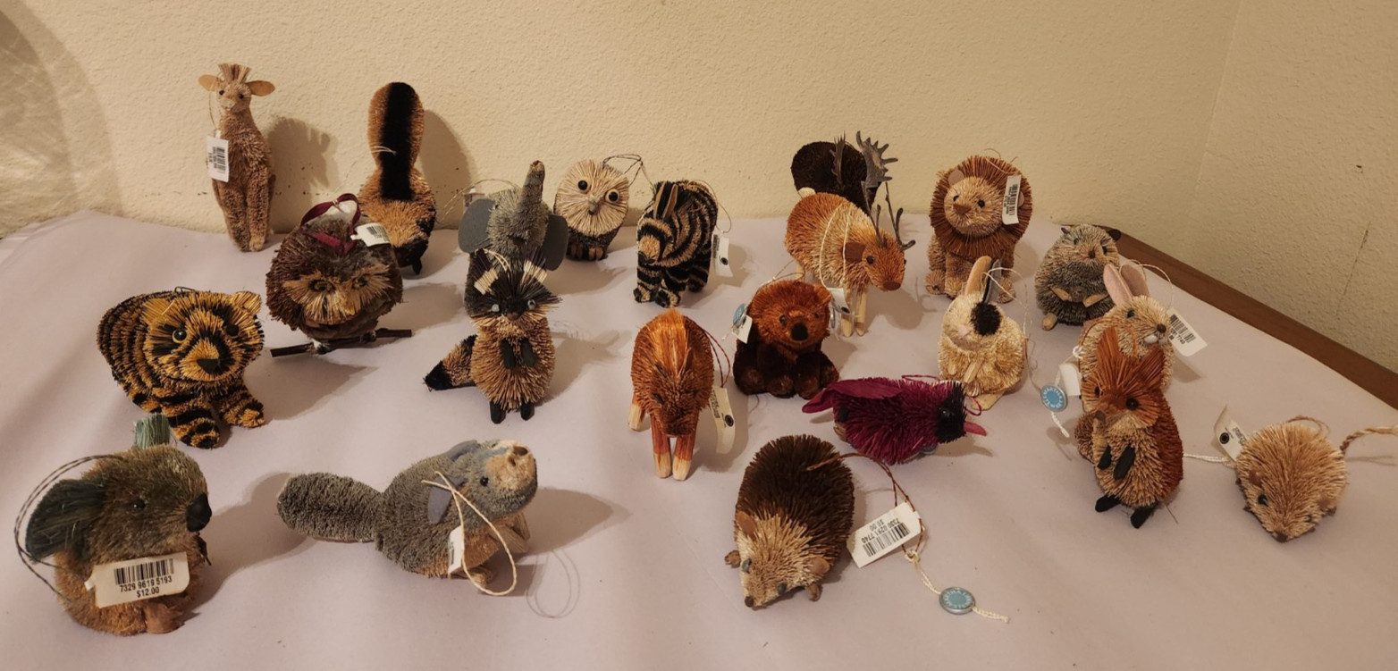 Vintage Lot of 22 Martha Stewart Buri Bottle Brush Ornaments  Tags Thailand