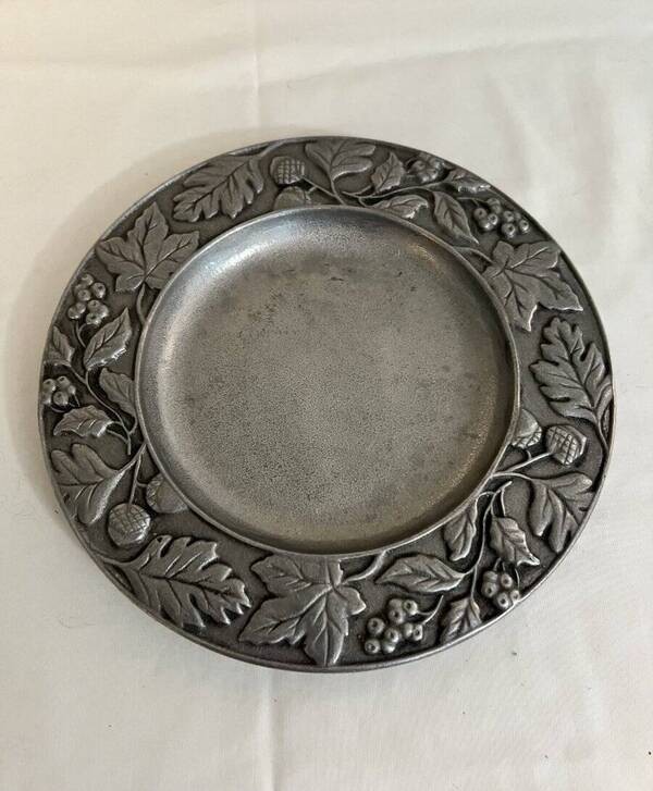 Longaberger 2001 Falling Leaves Pewter Plate/Tray Candle Plate