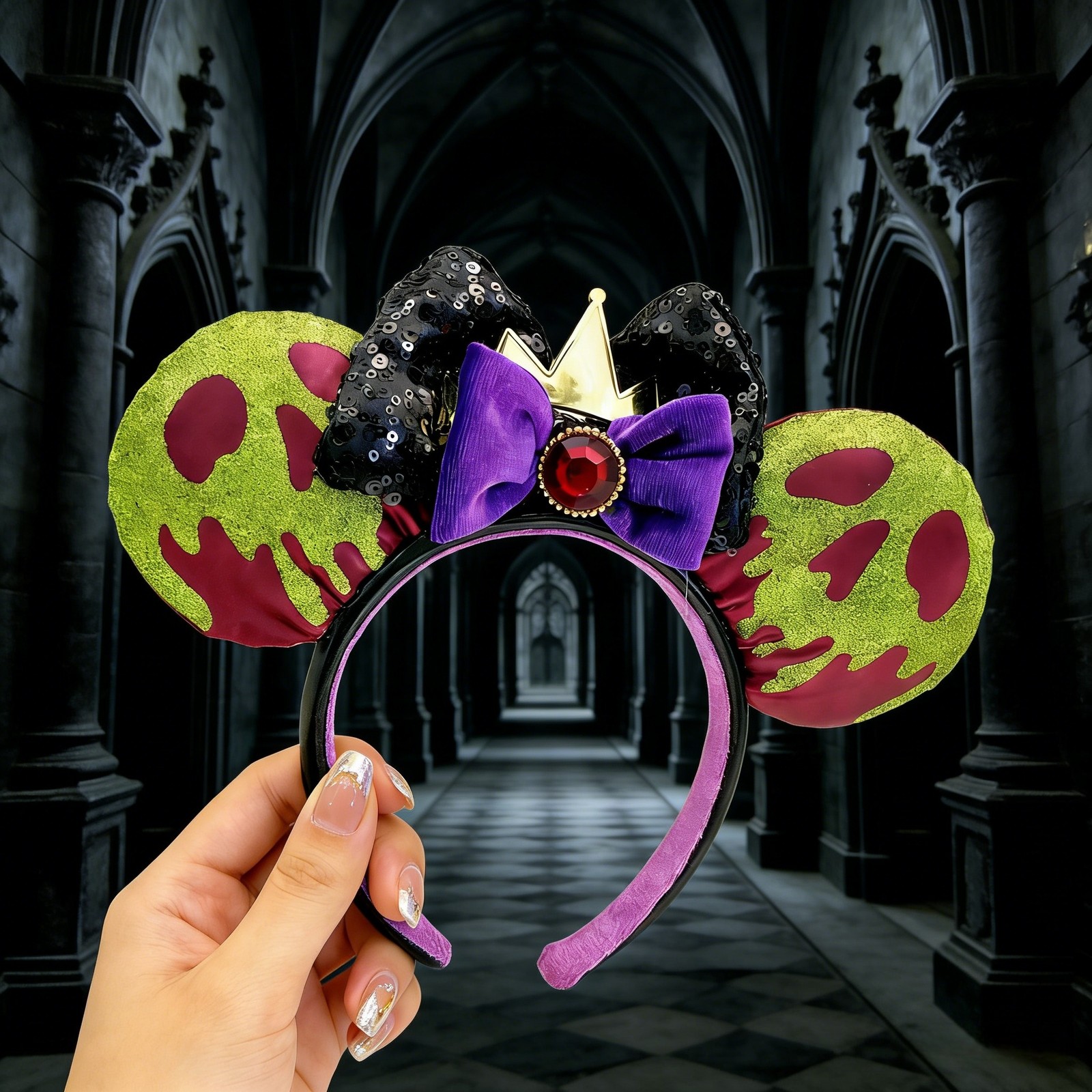 Snow White Evil Queen Poison Apple Headband Disney` Parks Bow Minnie Ears Resort